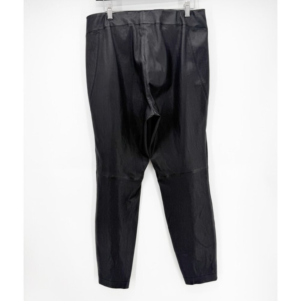 Lafayette 148 New York Women's Black Leather Ankle Leggings Pants Size L - Picture 3 of 11